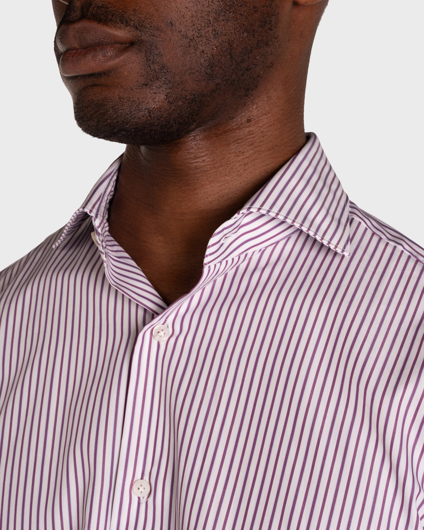 Camicia A Righe Viola Popeline