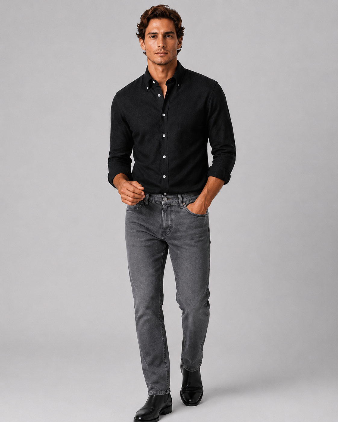 Camicia Nera Denim Lavato