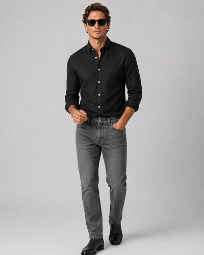 Camicia Nera Denim Lavato