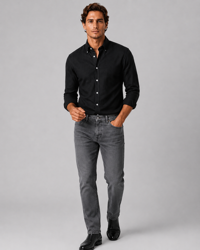 Camicia Nera Denim Lavato