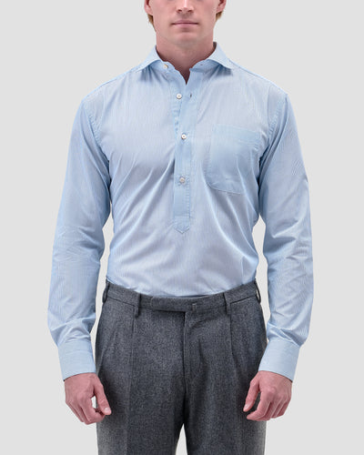 Striped Poplin Polo Shirt