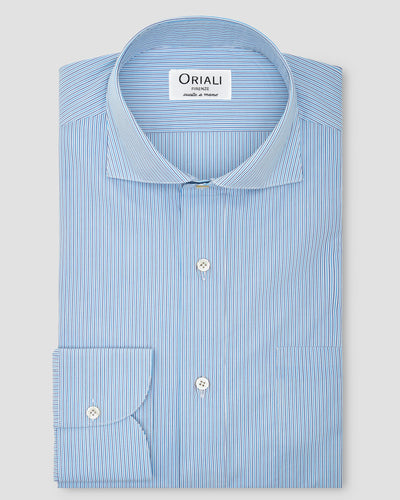 Striped Poplin Polo Shirt