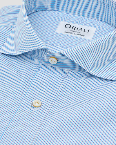 Striped Poplin Polo Shirt