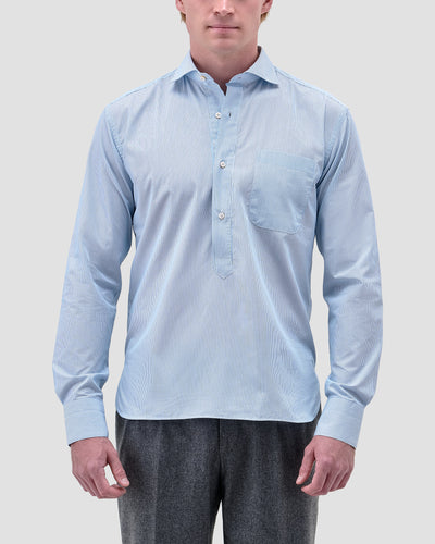 Striped Poplin Polo Shirt