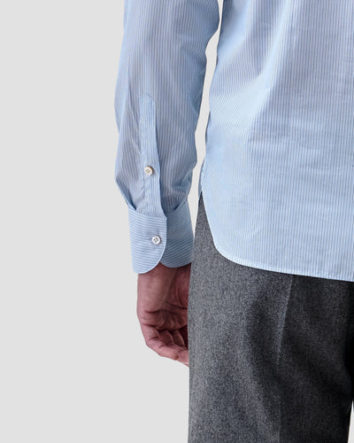 Striped Poplin Polo Shirt