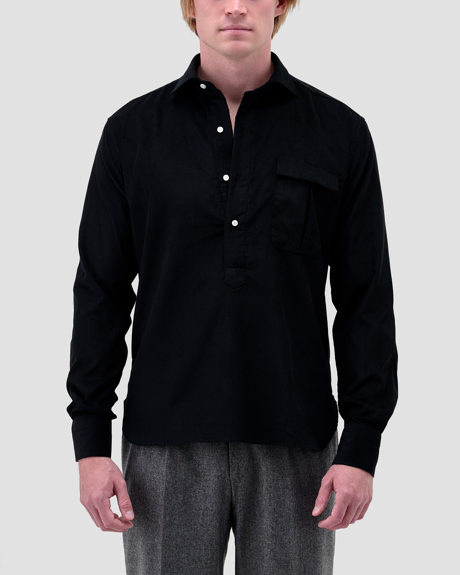 Polo Camicia Velluto Nero