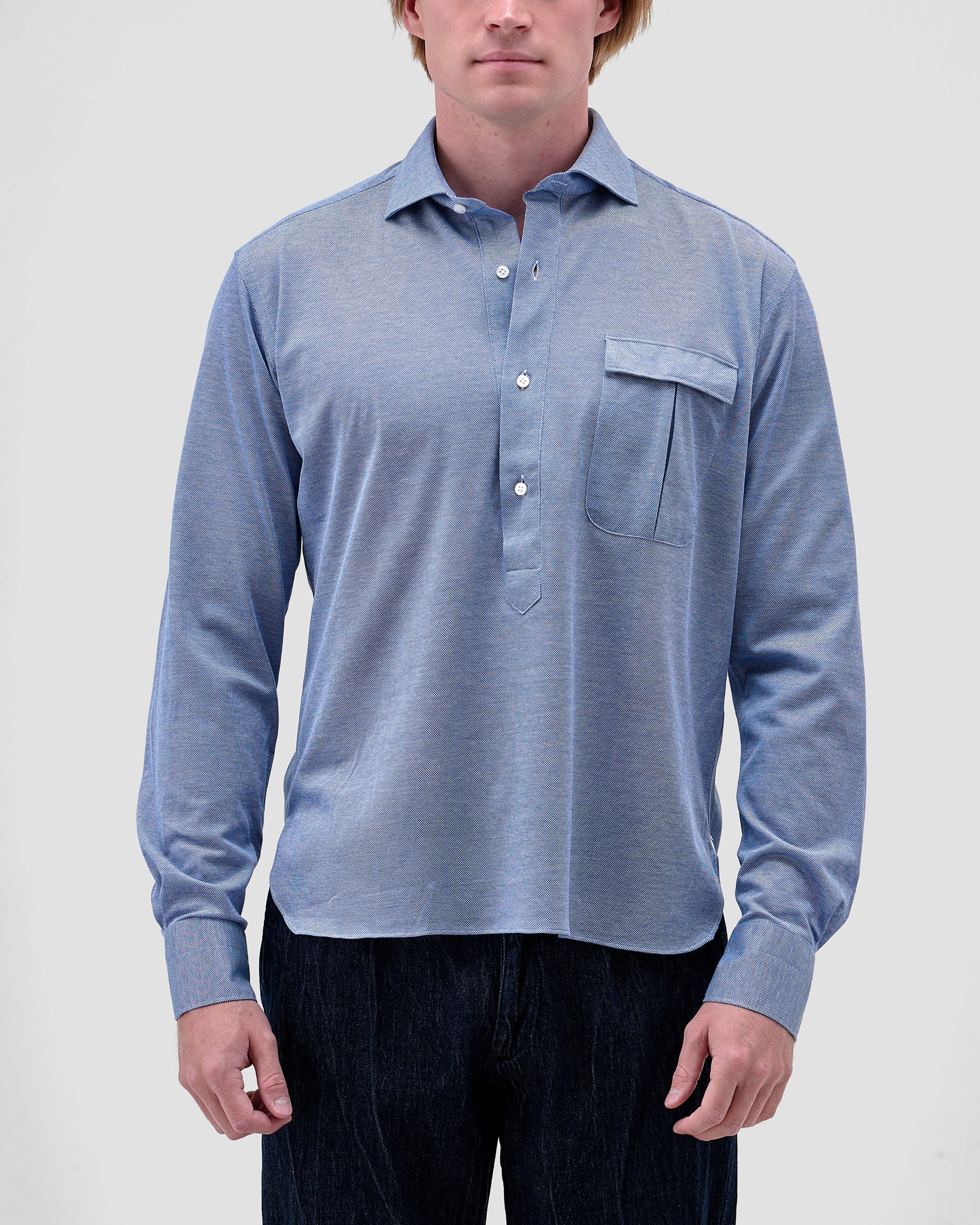 Polo Camicia Jersey Blu
