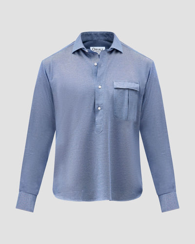Polo bleu en jersey