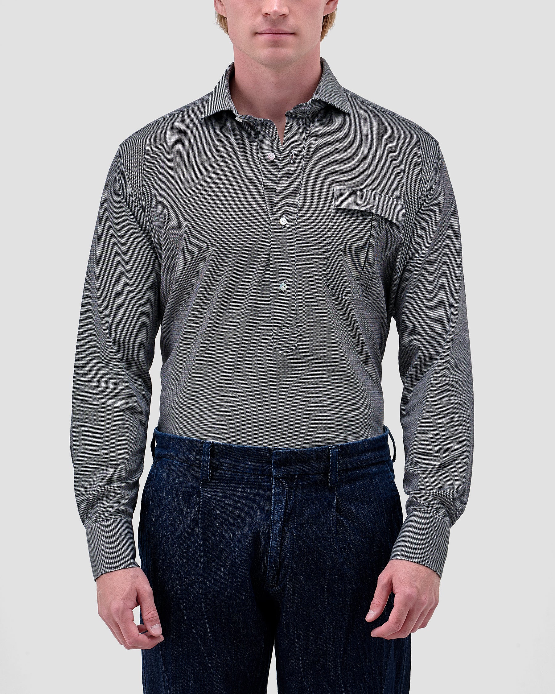 Polo Camicia Jersey Nero