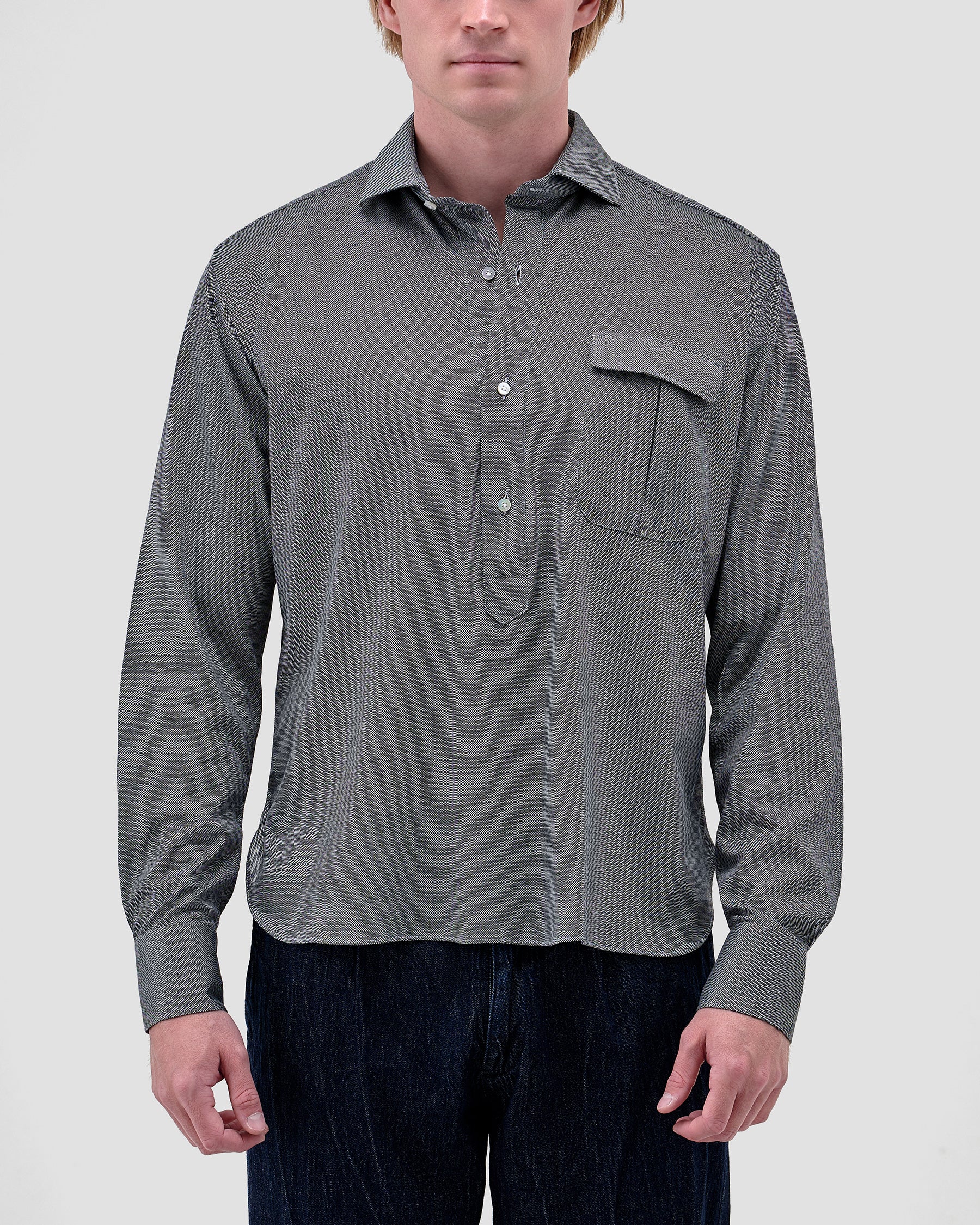 Polo Camicia Jersey Nero