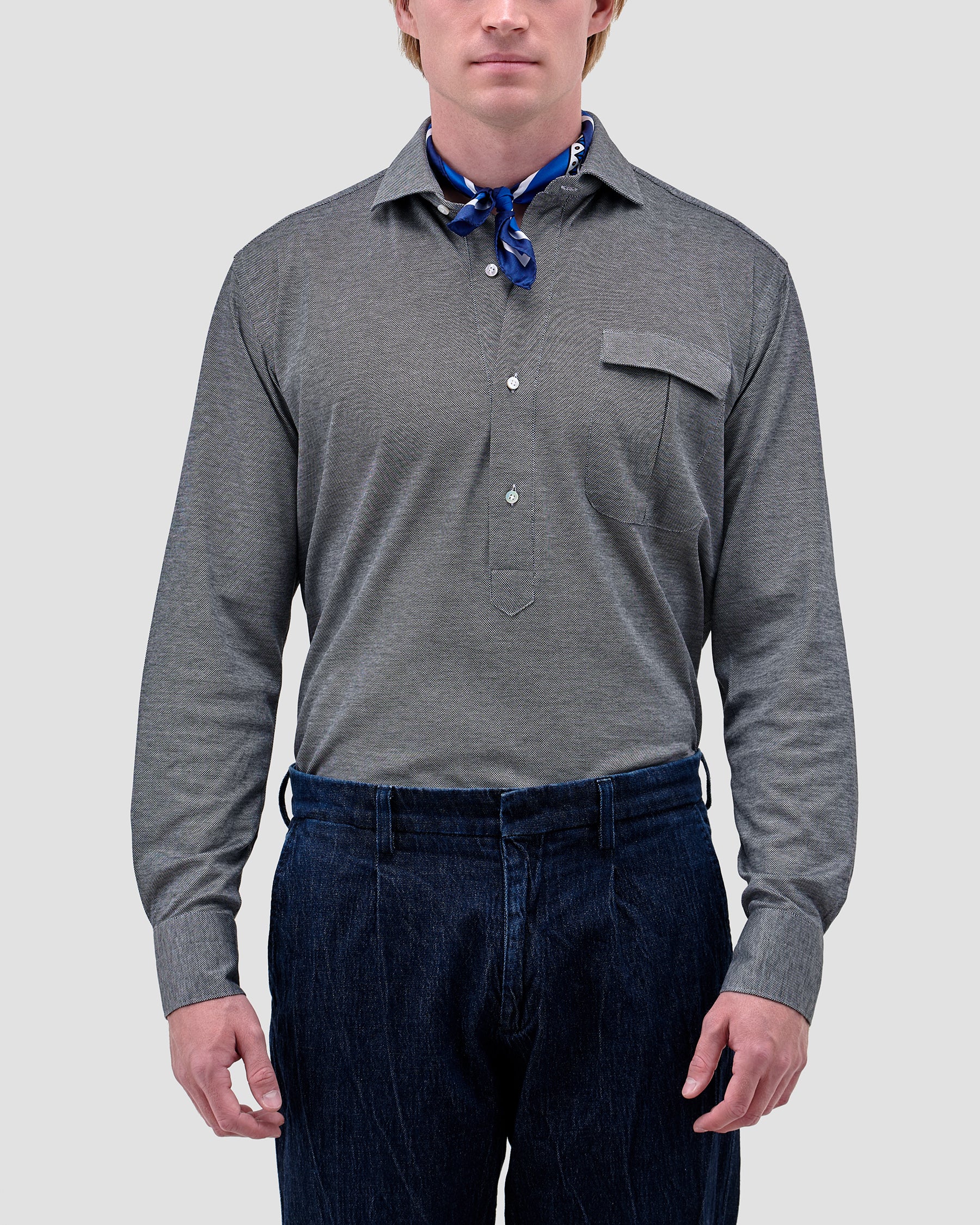 Polo Camicia Jersey Nero