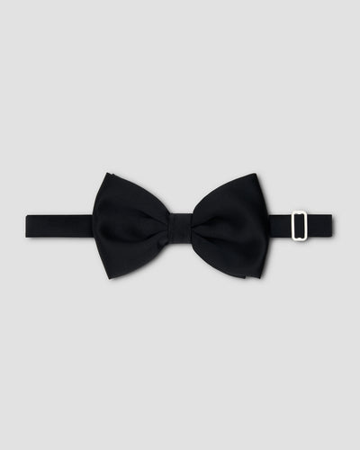 Black Silk Satin Bow Tie - Ready Tied