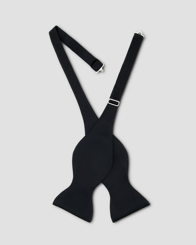 Black Satin Silk Bow Tie - Self-Tie