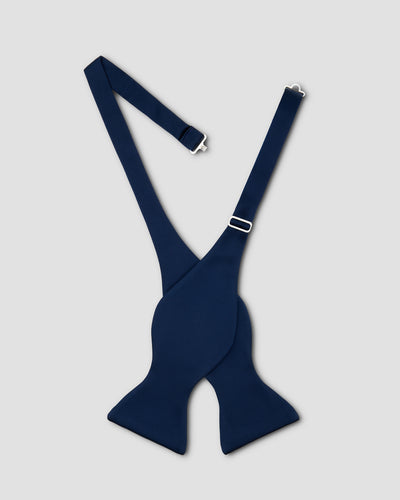 Blue Satin Silk Bow Tie - Self-Tie