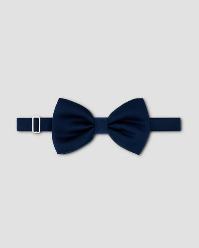 Navy Blue Silk Satin Bow Tie - Ready Tied