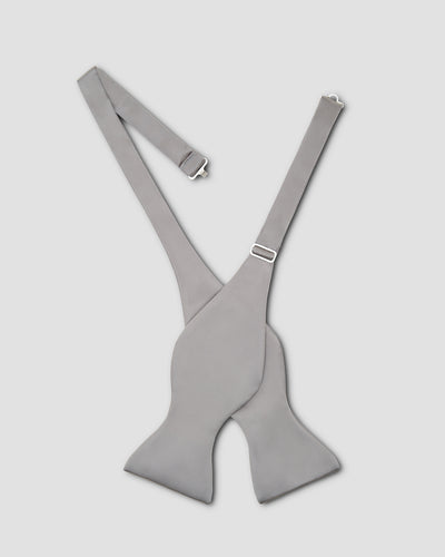 Gray Satin Silk Bow Tie - Self-Tie