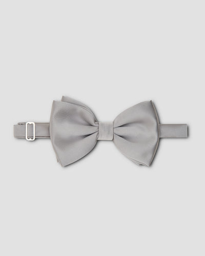 Gray Satin Silk Bow Tie - Self-Tie