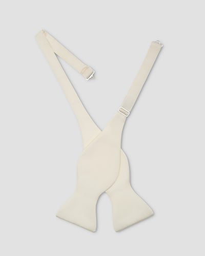 Ivory Satin Silk Bow Tie - Self-Tie