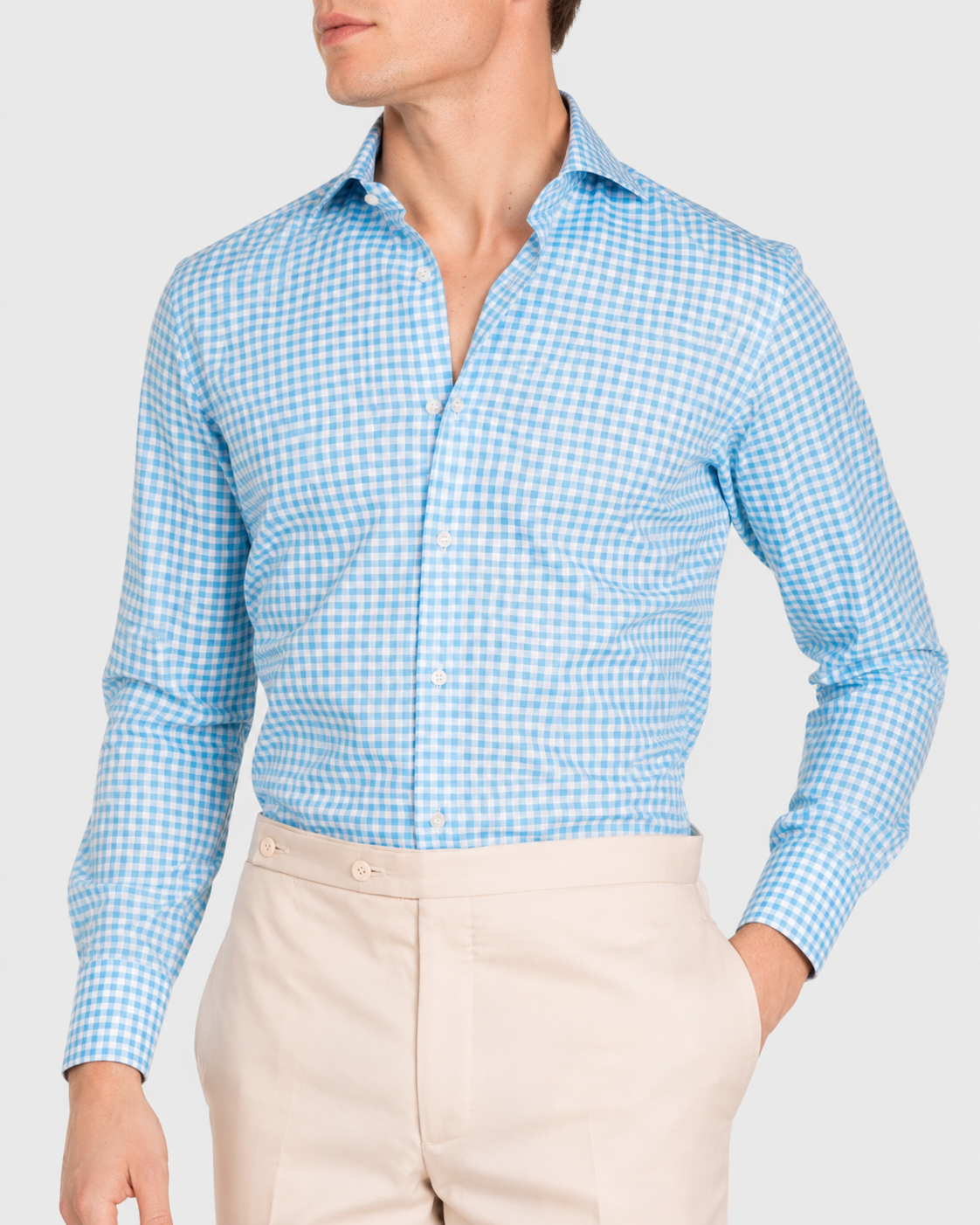 Camicia Quadri Chambray Oxford