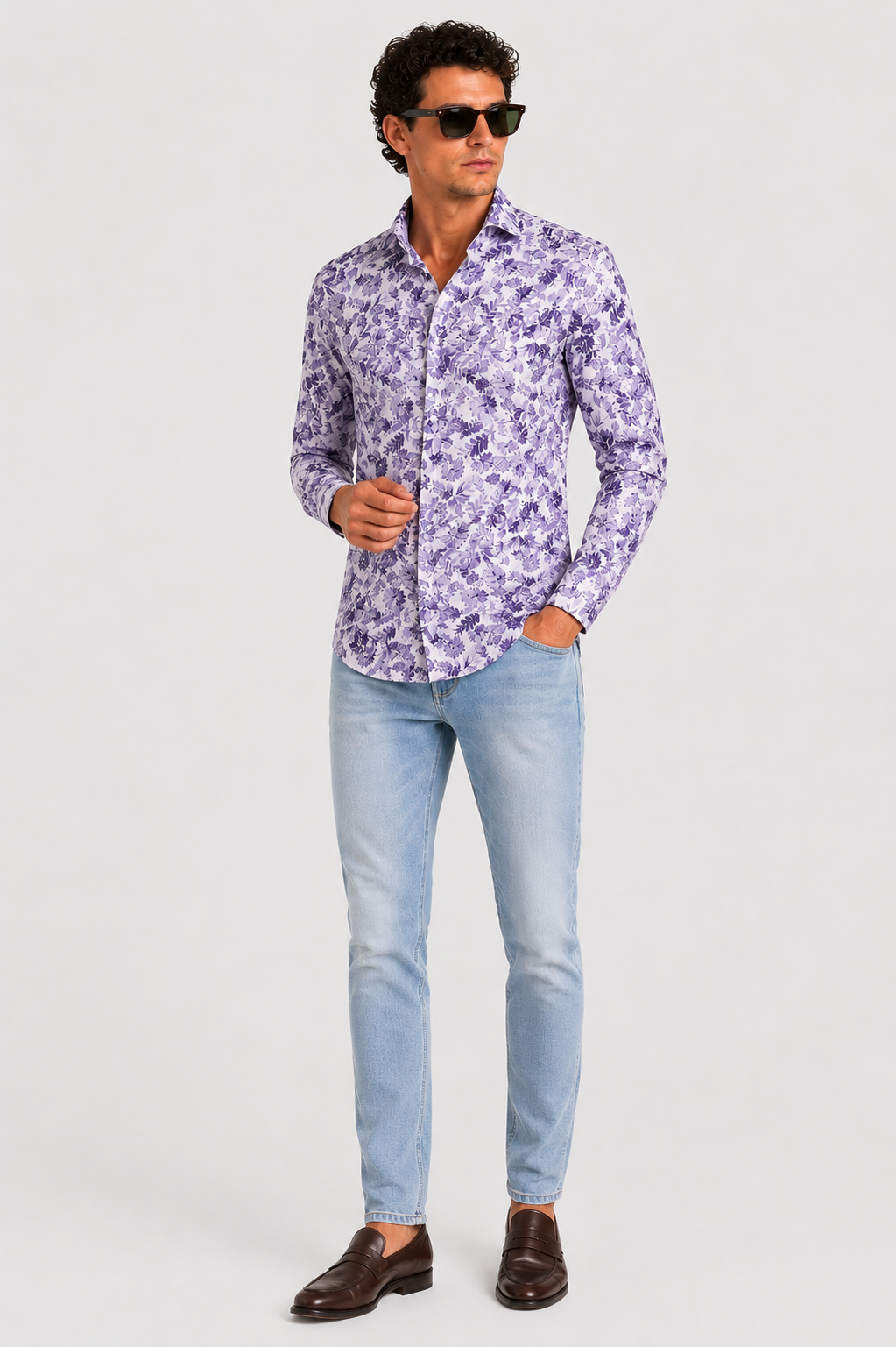 Camicia Stampa Floreale Popeline