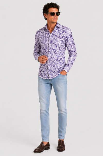 Camicia Stampa Floreale Popeline