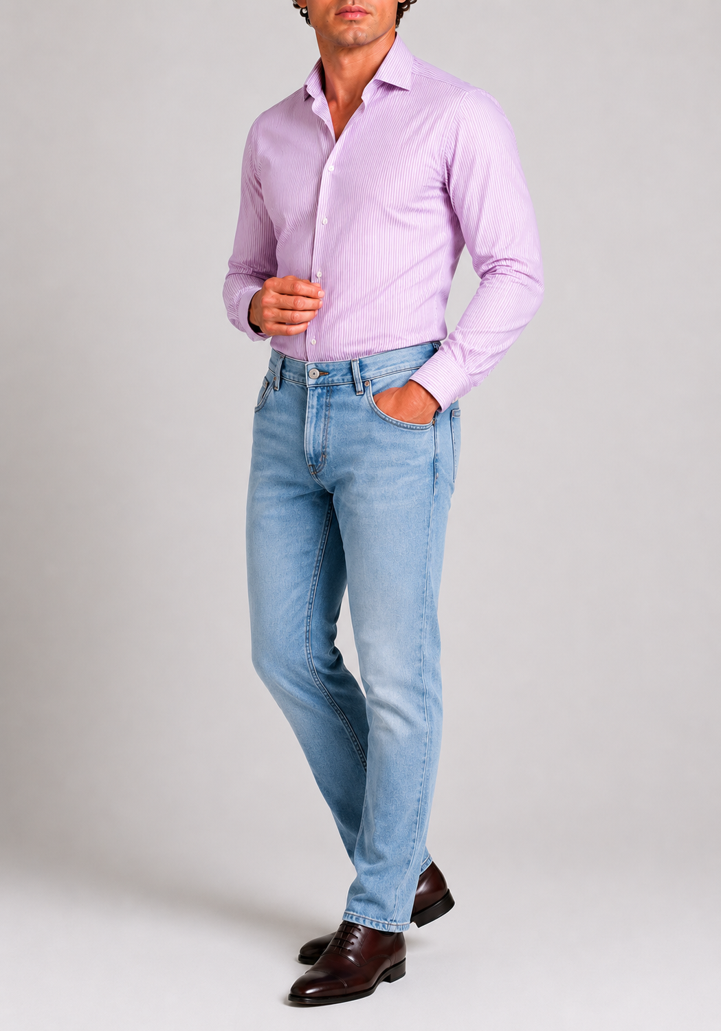 Camicia A Righe Classico Popeline