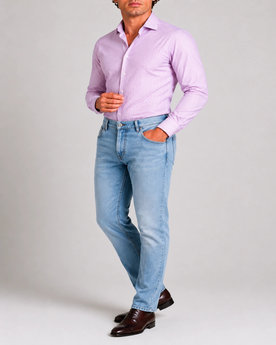 Camicia A Righe Classico Popeline