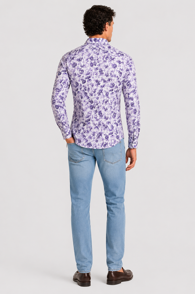 Camicia Stampa Floreale Popeline