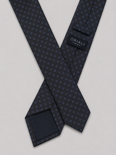 Cravatta 7 Pieghe Jacquard Navy Geometrico