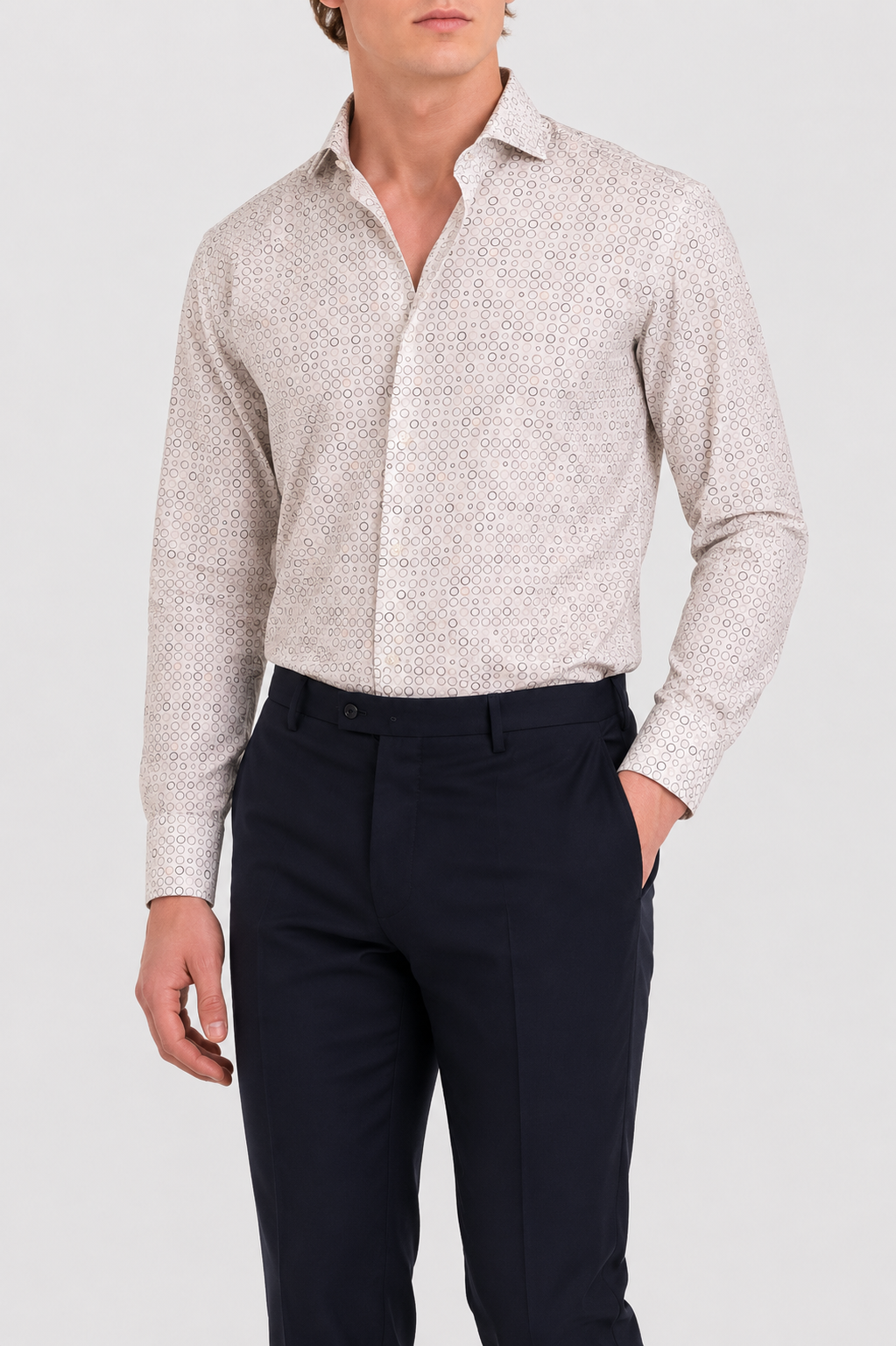 Camicia Stampa Geometrica Popeline