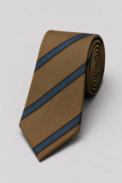 Cravatta 7 Pieghe Regimental Beige