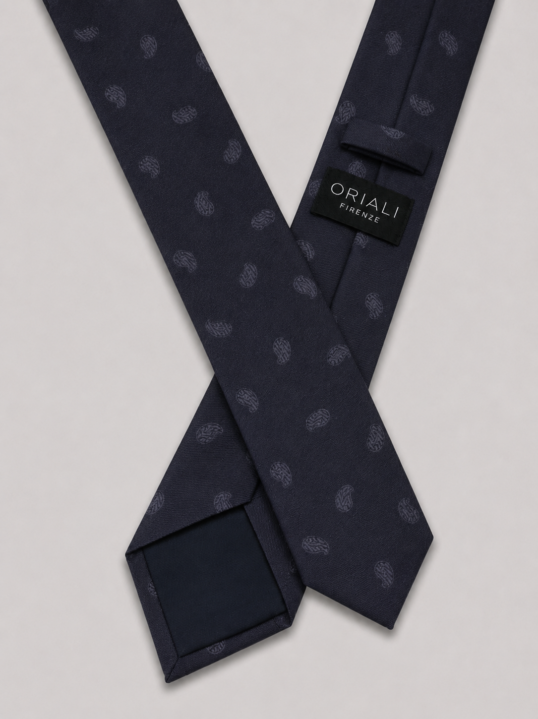 Cravatta 7 Pieghe Jacquard Paisley Navy