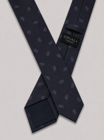 Cravatta 7 Pieghe Jacquard Paisley Navy