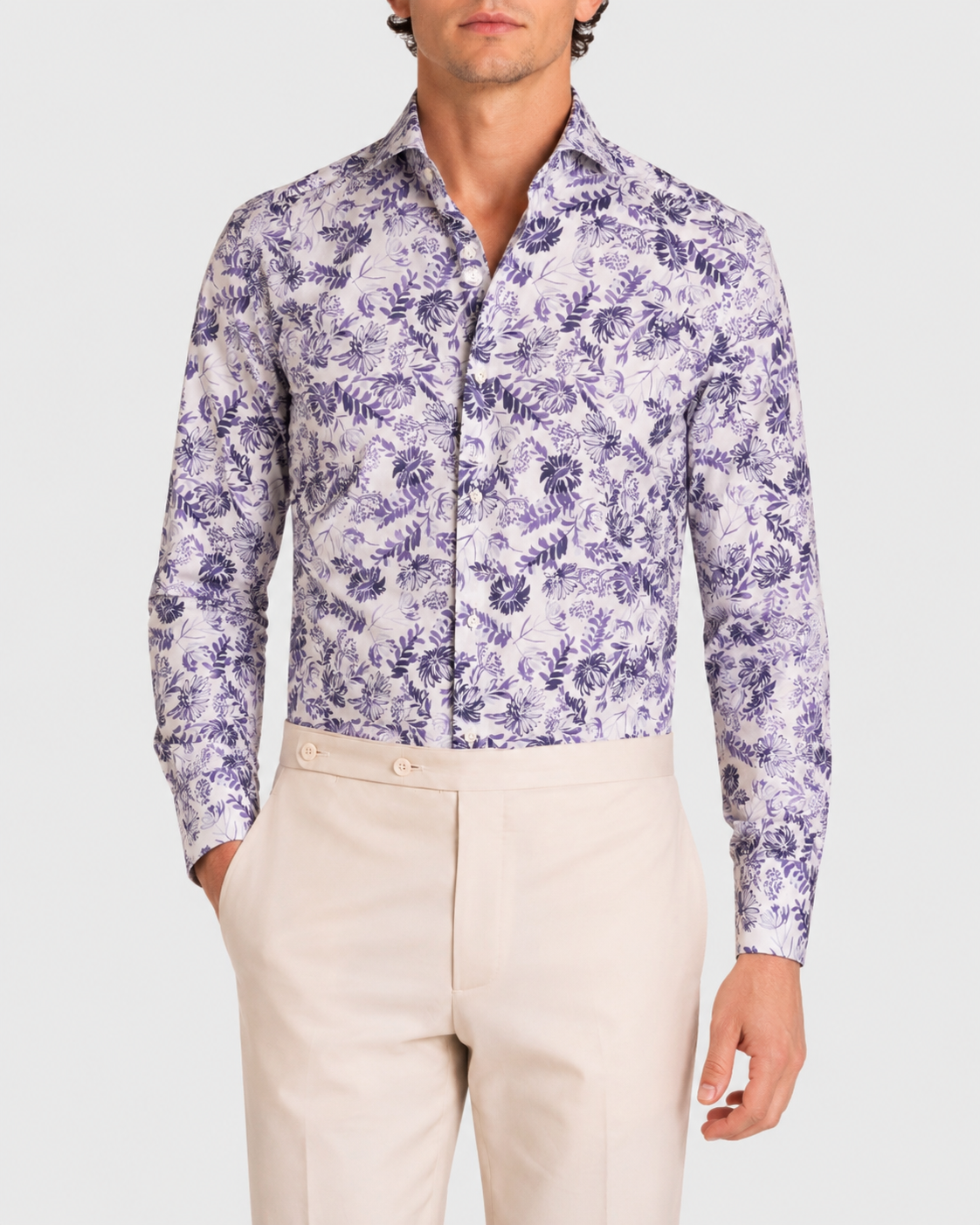 Camicia Stampa Floreale Popeline