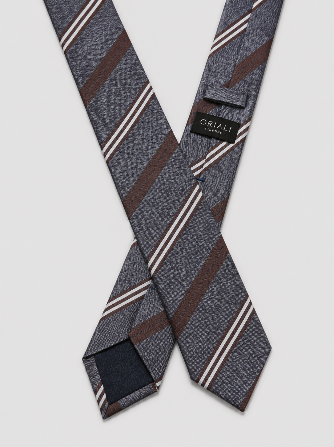 Cravatta 7 Pieghe Regimental Grigio