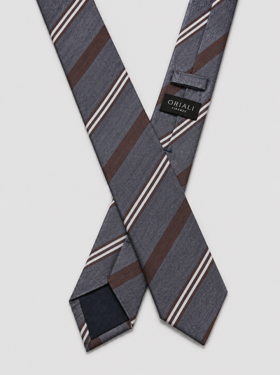 Cravatta 7 Pieghe Regimental Grigio