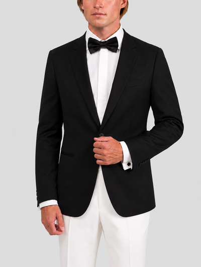 White Herringbone Fly Front Signature Twill Shirt