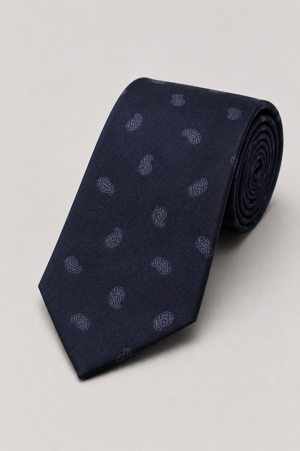 Cravatta 7 Pieghe Jacquard Paisley Navy