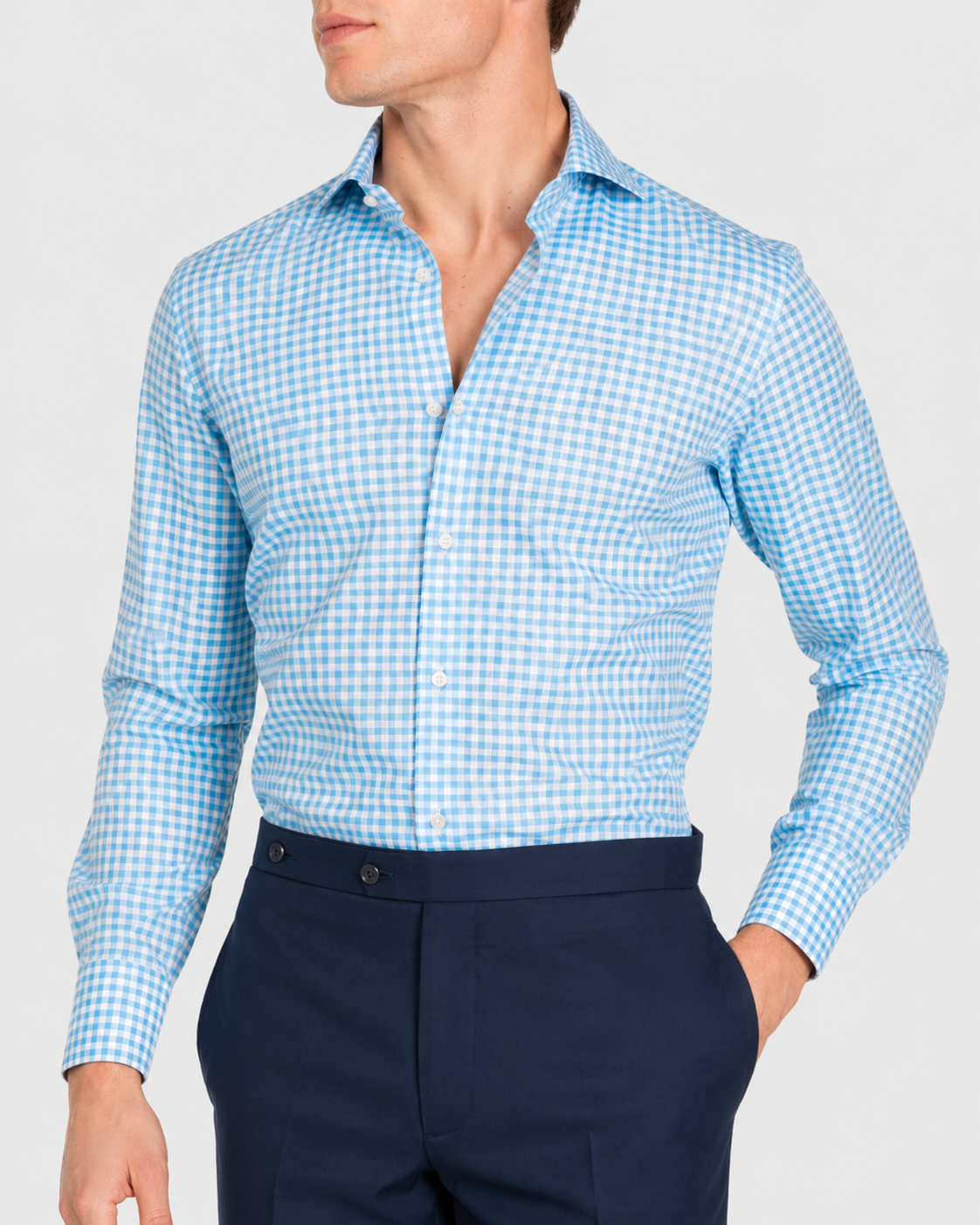 Camicia Quadri Chambray Oxford