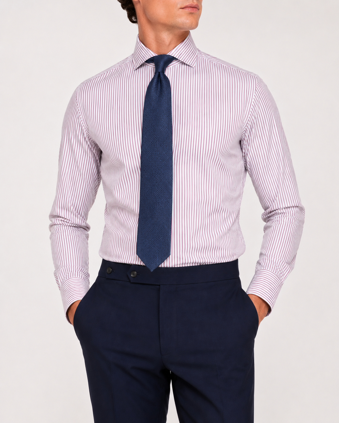 Camicia A Righe Viola Popeline