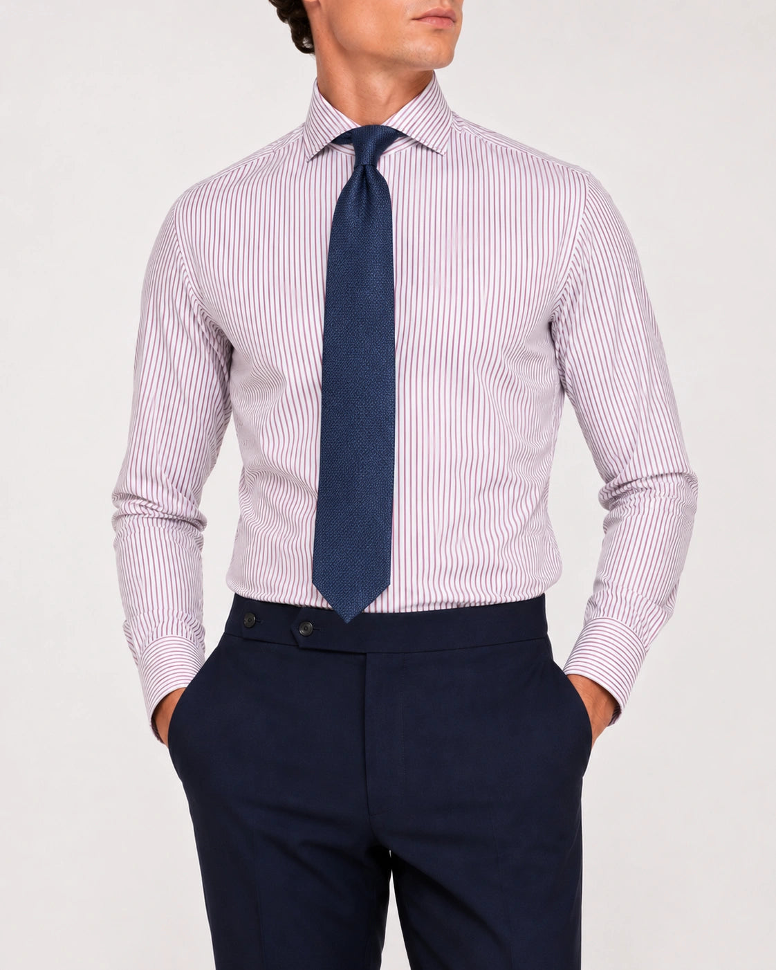 Camicia A Righe Viola Popeline
