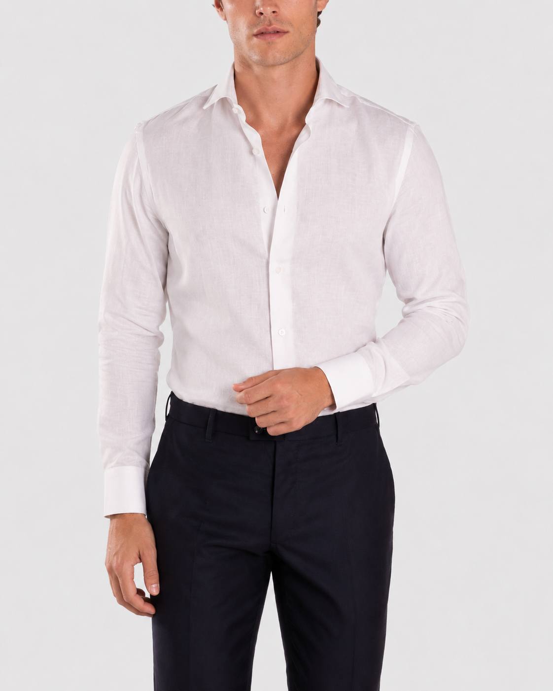 Camicia Bianca Cotone-Lino