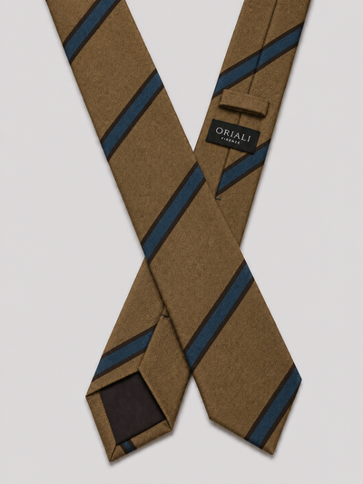 Cravatta 7 Pieghe Regimental Beige
