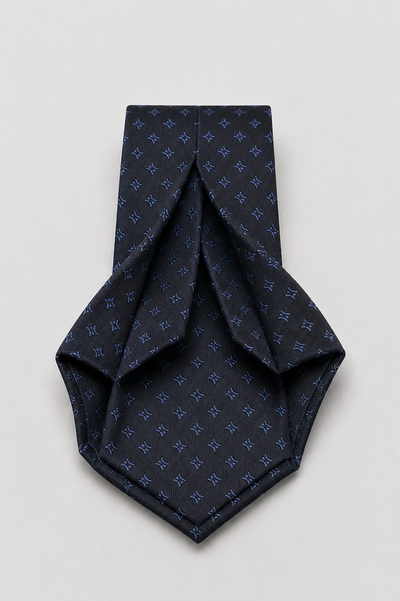 Cravatta 7 Pieghe Jacquard Navy Geometrico
