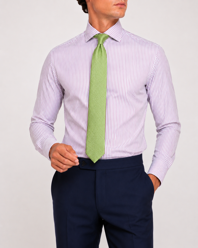Camicia A Righe Viola Popeline