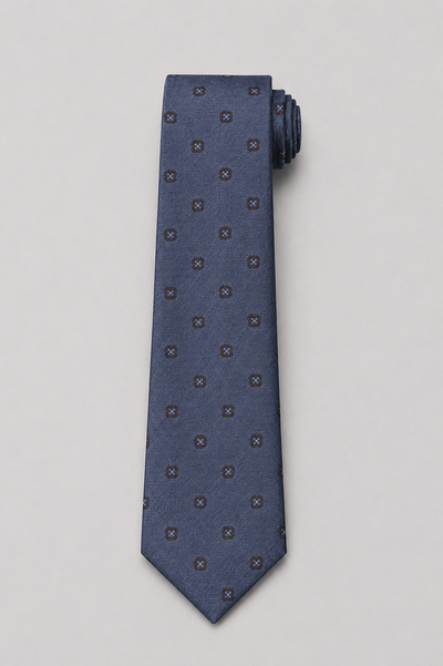 Cravatta 7 Pieghe Jacquard  Indaco