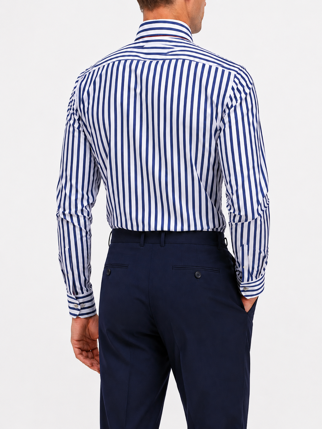 Camicia Righe  Navy Popeline