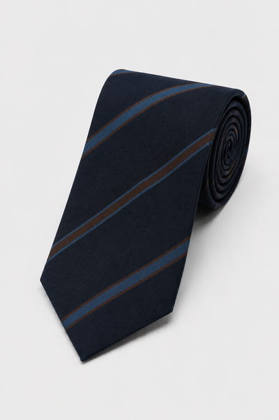Cravatta 7 Pieghe Regimental Navy Blu