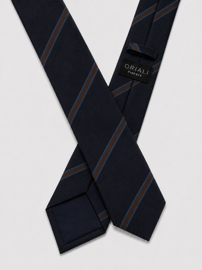Cravatta 7 Pieghe Regimental Navy Blu