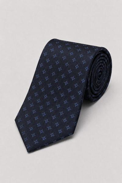 Cravatta 7 Pieghe Jacquard Navy Geometrico